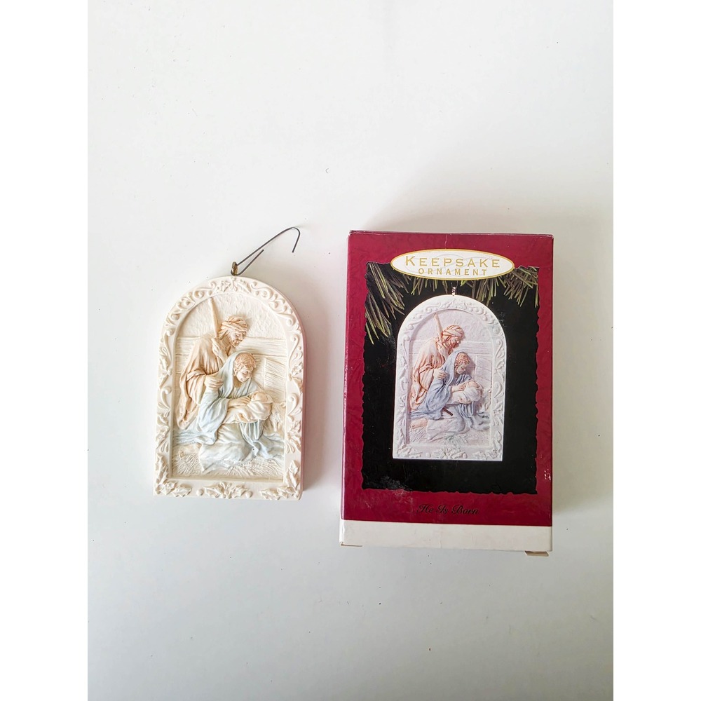 Vintage 1993 Hallmark Keepsake Ornament He Is Born Nativity Isaiah 9:6